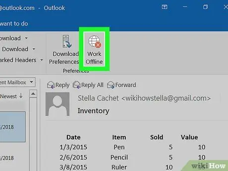 Deaktiveer 'Werk vanlyn' in Outlook Stap 5