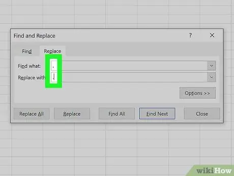 Verander 'n komma in punt in Excel Stap 4