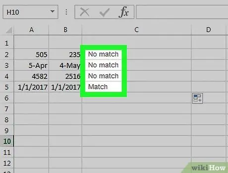 Comparar datos en Excel Paso 4