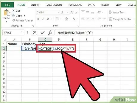 Calculer l'âge sur Excel Étape 6