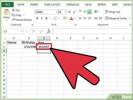 Apskaičiuokite amžių „Excel“8 veiksme