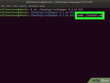 Terminal Addım 7 -dən istifadə edərək Linux -da INSTALL.sh Dosyalarını icra edin