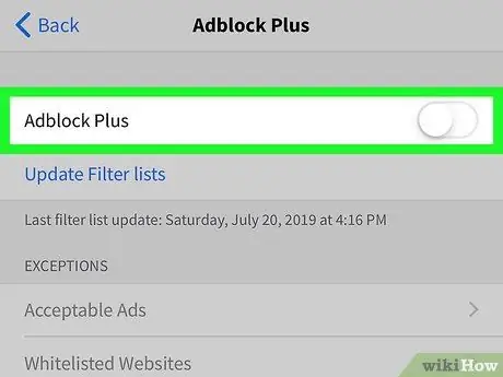 AdBlock 20 -кадамын өчүрүү