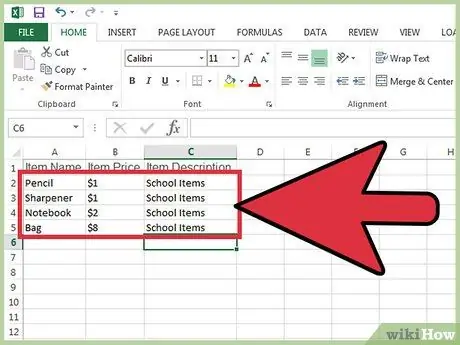 Создайте файл CSV Шаг 3