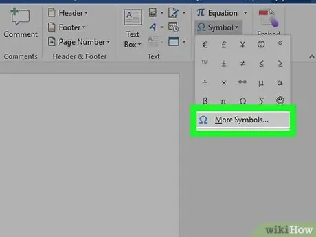 Inseriu símbols en un document de MS Word Pas 5