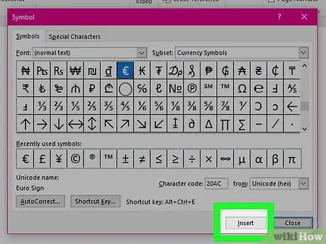 Insertar símbolos en un documento de MS Word Paso 7