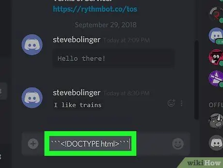 Tekst opmaken als code in Discord Stap 8