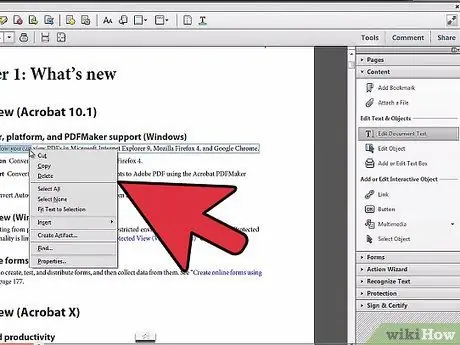 Redaguokite tekstą „Adobe Acrobat“4 veiksme