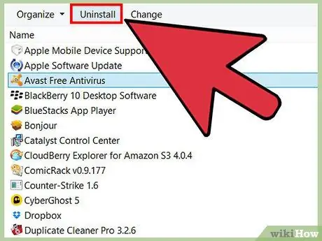 Odstranite Avast 3. korak