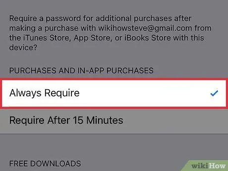 Adım 4'te iPhone'da Apple Satın Alma İşlemleri için Her Zaman Parola Gerektirin