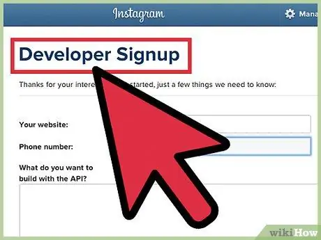 Registrirajte se za Instagram API 2. korak