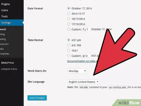 Canvieu l'idioma predeterminat al pas 6 de Wordpress