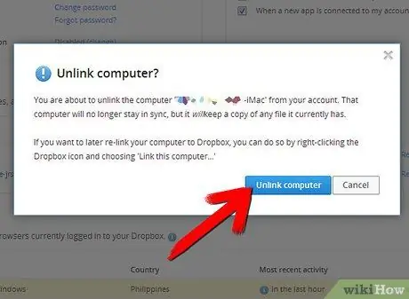 Dropbox данснаас компьютерийг салгах 5 -р алхам