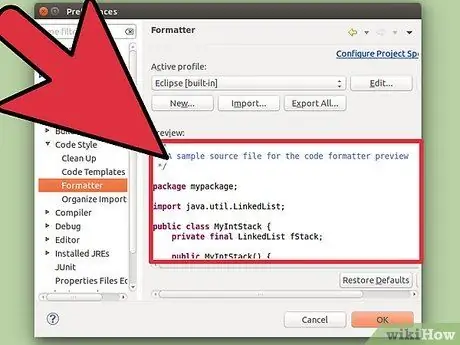 Altere as configurações de formato padrão no Eclipse Etapa 16