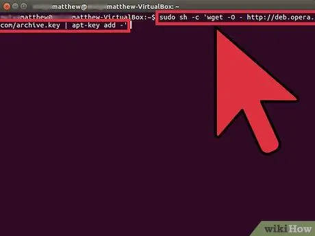 Zainstaluj przeglądarkę Opera przez terminal na Ubuntu Krok 1