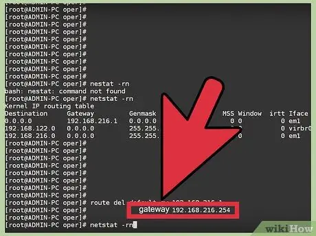 Linux Adım 7'de Varsayılan Ağ Geçidini Ekleme veya Değiştirme