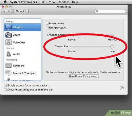 เปลี่ยนขนาดตัวชี้เมาส์ใน Mac Os X ขั้นตอนที่ 4