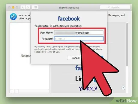 Adicionar uma conta do Facebook a um Mac Etapa 5