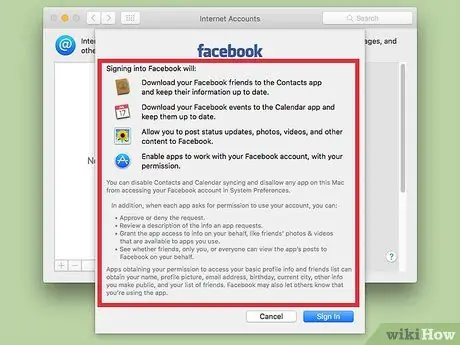 Mac жүйесіне Facebook есептік жазбасын қосыңыз 6 -қадам