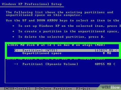 Herformateer 'n rekenaar met Windows XP Stap 9