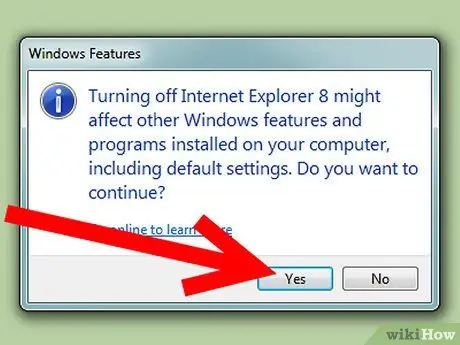 Atspējojiet Internet Explorer operētājsistēmā Windows 7 9. darbība