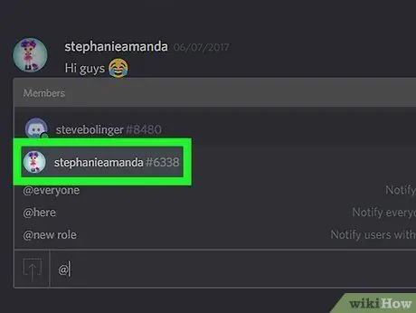 Oznaczanie osób na czacie Discord na komputerze PC lub Mac Krok 5