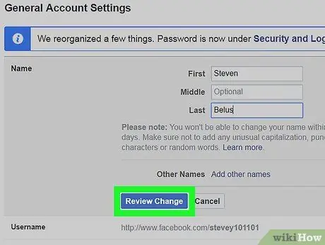 เปลี่ยนชื่อของคุณใน Facebook ขั้นตอนที่ 17