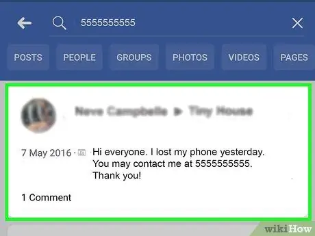 Soek 'n telefoonnommer op Facebook Stap 9