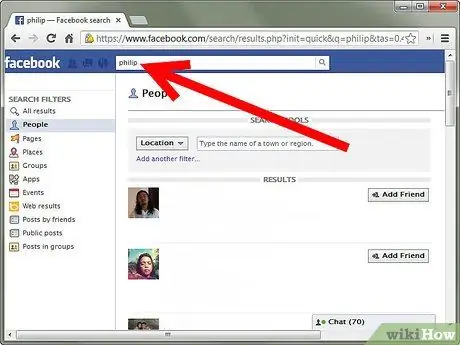 Search for People on Facebook Step 2