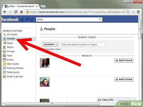 Որոնել մարդկանց Facebook- ում Քայլ 3