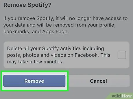 Удалите Spotify из Facebook Шаг 9