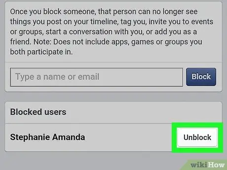 Desbloqueja algú a Facebook Pas 6