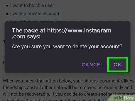 Supprimer un compte Instagram Étape 13