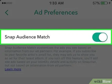 Arrêtez les publicités ciblées sur Snapchat Étape 6