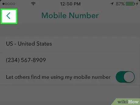 Zmeňte svoje telefónne číslo v Snapchate, krok 10