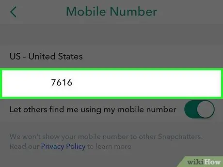 Zmeňte svoje telefónne číslo v Snapchate, krok 5