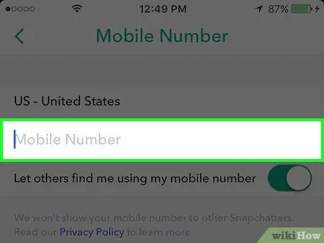Zmeňte svoje telefónne číslo v Snapchate, krok 6