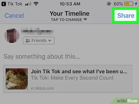 Поделитесь своим профилем Tik Tok в социальных сетях на iPhone или iPad Шаг 6