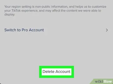 A TikTok -fiók törlése 5. lépés