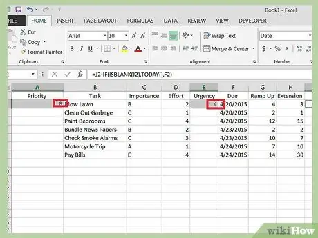 Pārvaldiet prioritātes, izmantojot Excel 9. darbību