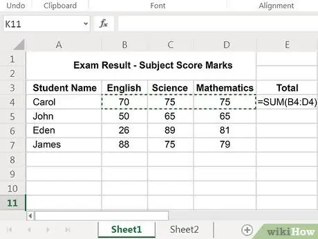 Készítsen táblázatot az Excel 5. lépésében