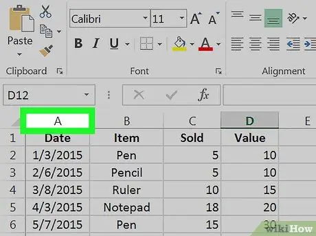 הסתר עמודות ב- Excel שלב 2