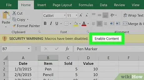 Excel Adım 2'de Bir Makroyu Kaldırma