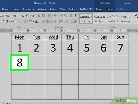 Készítsen naptárat Wordben 16. lépés