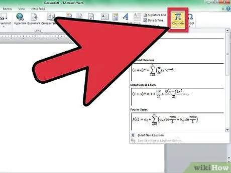 Insert Equations in Microsoft Word Step 5