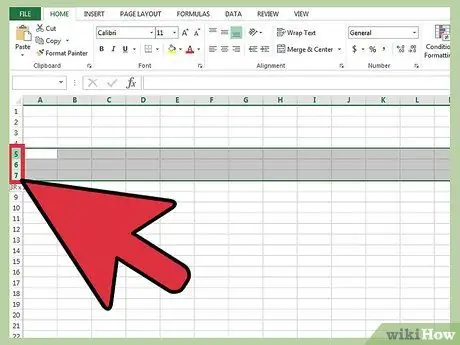 ซ่อนแถวใน Excel ขั้นตอนที่ 1