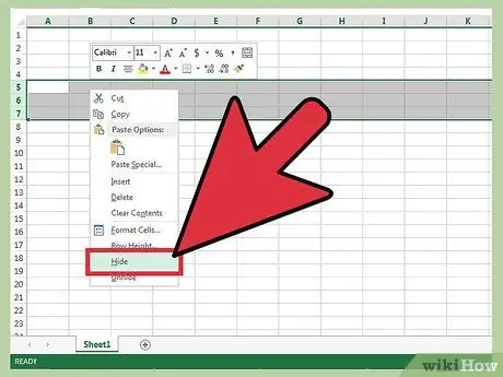 Excel -də Satırları Gizlət 2 -ci addım