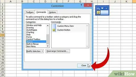 „Excel“15 veiksme sukurkite pasirinktinį makrokomandos mygtuką