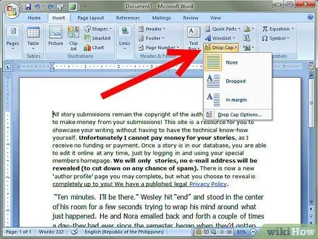 একটি ওয়ার্ড ডকুমেন্টে ড্রপ ক্যাপ তৈরি করুন ধাপ 2