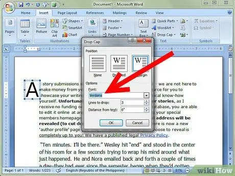 Créer une lettrine dans un document Word Étape 4